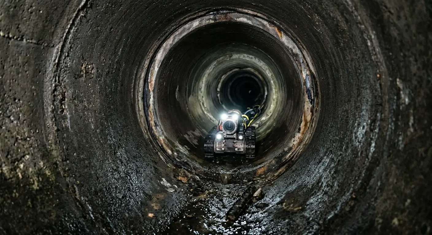 Robotic sewer camera inspecting pipe interior for Drain Snake Service in Idabel